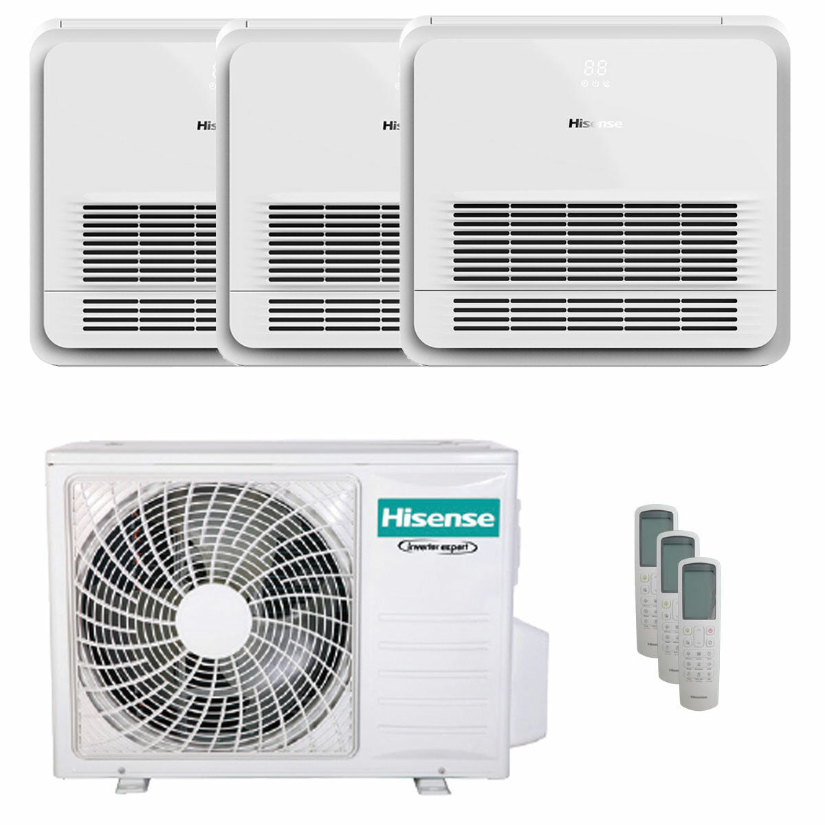 Hisense Console AKT trial split air conditioner 9000+9000+9000 BTU inverter A++ outdoor unit 7 kW