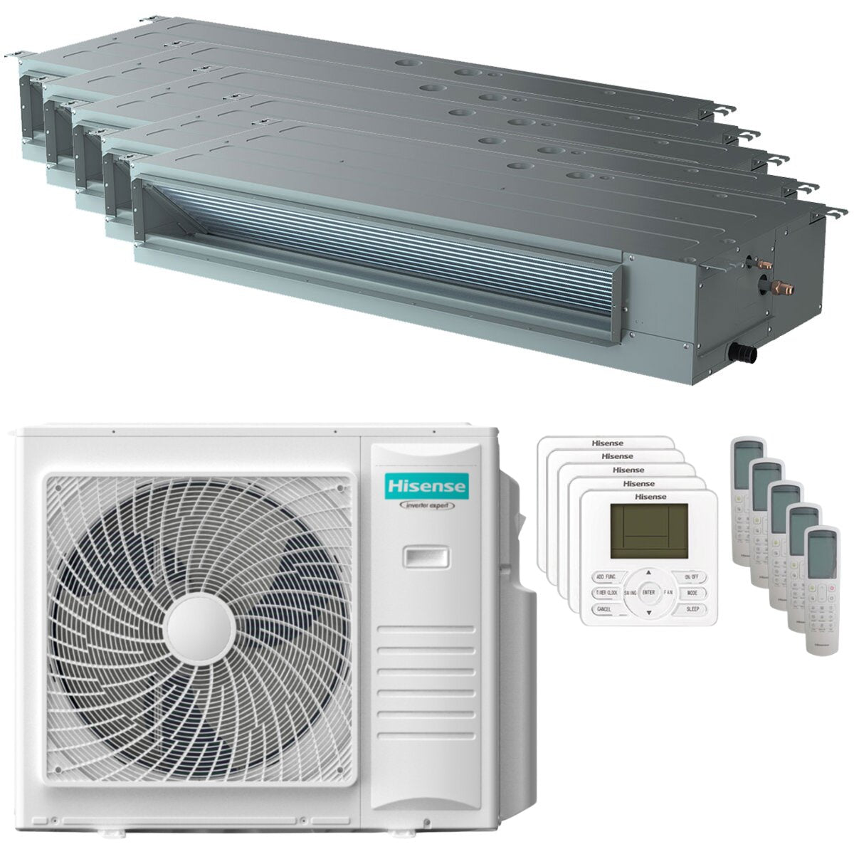 Climatiseur gainable Hisense ADT penta split 9000+9000+9000+9000+9000 BTU inverter A++ unité extérieure 10 kW