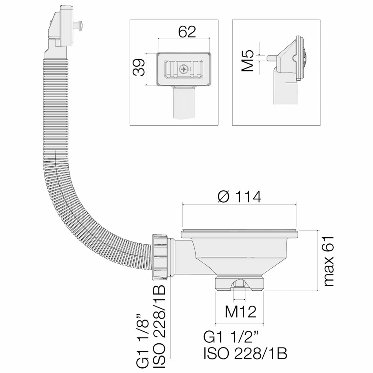 Bonde Valsir 3" 1/2 avec panier et trop-plein rond