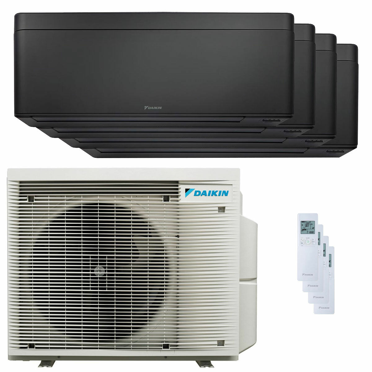 Daikin Stylish Total Black Quadri Split Klimaanlage 7000+7000+9000+15000 BTU, Inverter A++, WLAN-Außeneinheit 6,8 kW 