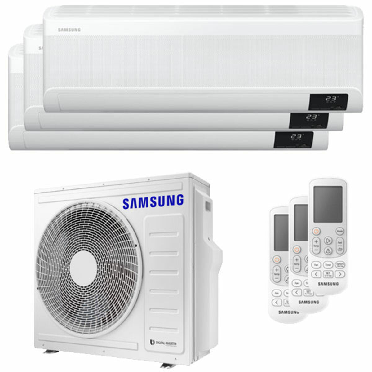 Climatiseur trial split Samsung WindFree AVANT 7000 + 7000 + 18000 BTU inverter A ++ unité extérieure wifi 8,0 kW