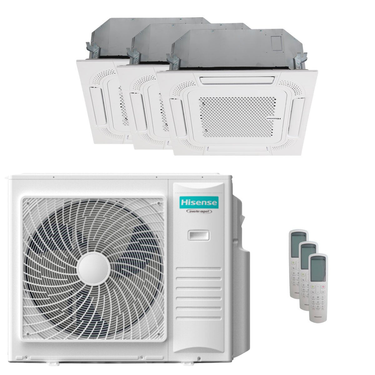 Hisense air conditioner Cassette ACT trial split 9000+18000+18000 BTU inverter A++ outdoor unit 10 kW