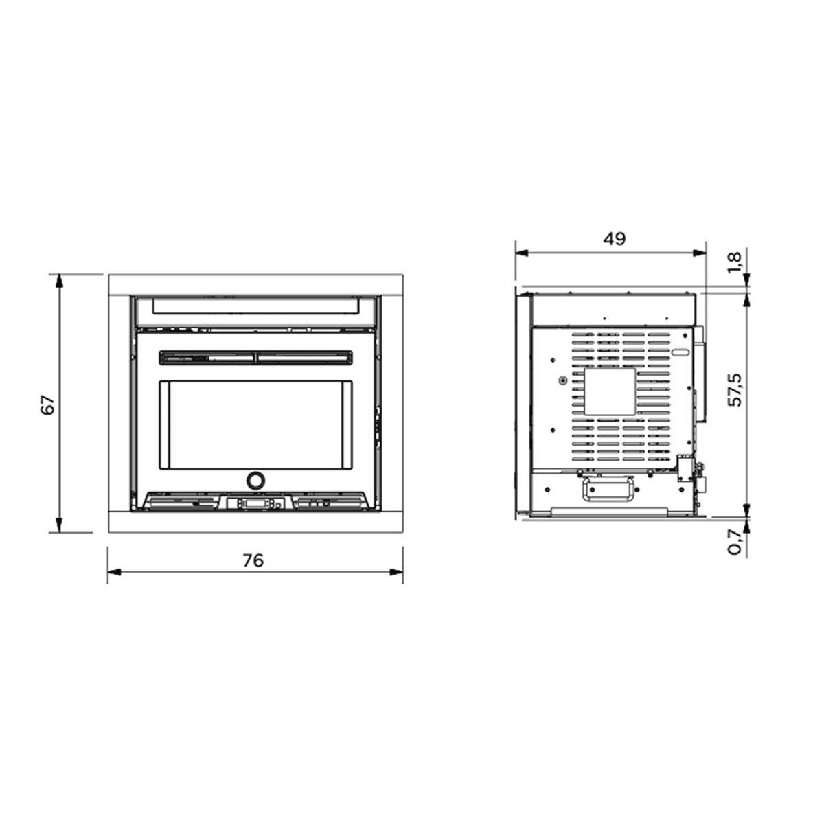Front drawer pellet loading kit for EK63 Pellek80 and Pellek110+ EVO2 inserts - square frame