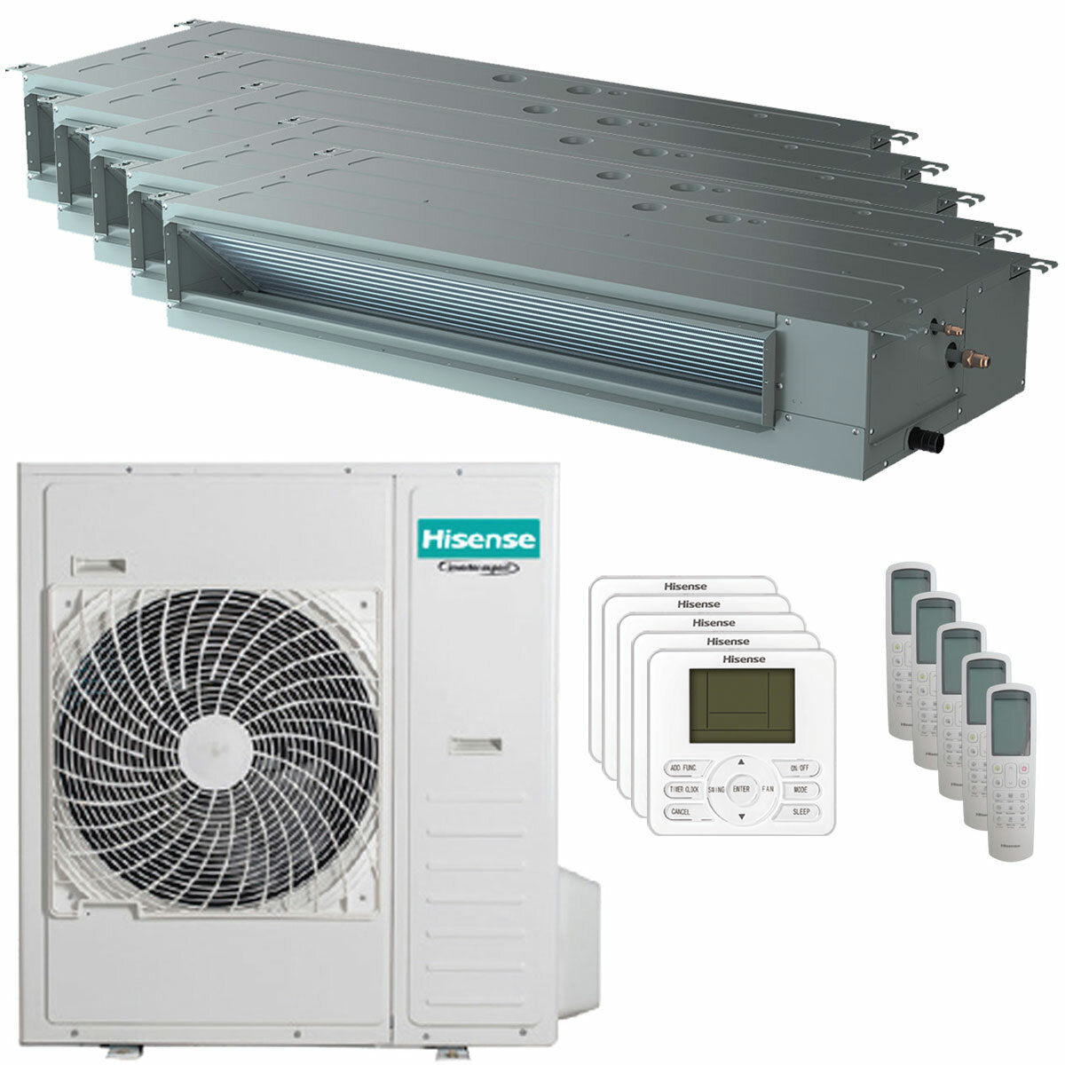 Hisense-Klimaanlage Kanalfähig ADT Penta Split 9000+9000+9000+9000+12000 BTU Inverter-Außengerät 12,5 kW