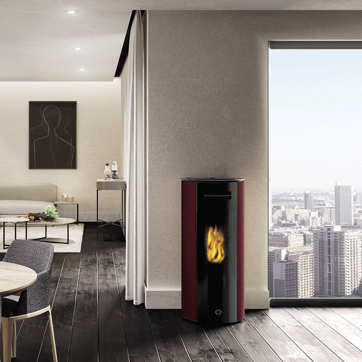 Pellet stove EK63 SPY110+ - Edilkamin group - 10.5 kW sealed with ducted air Bordeaux