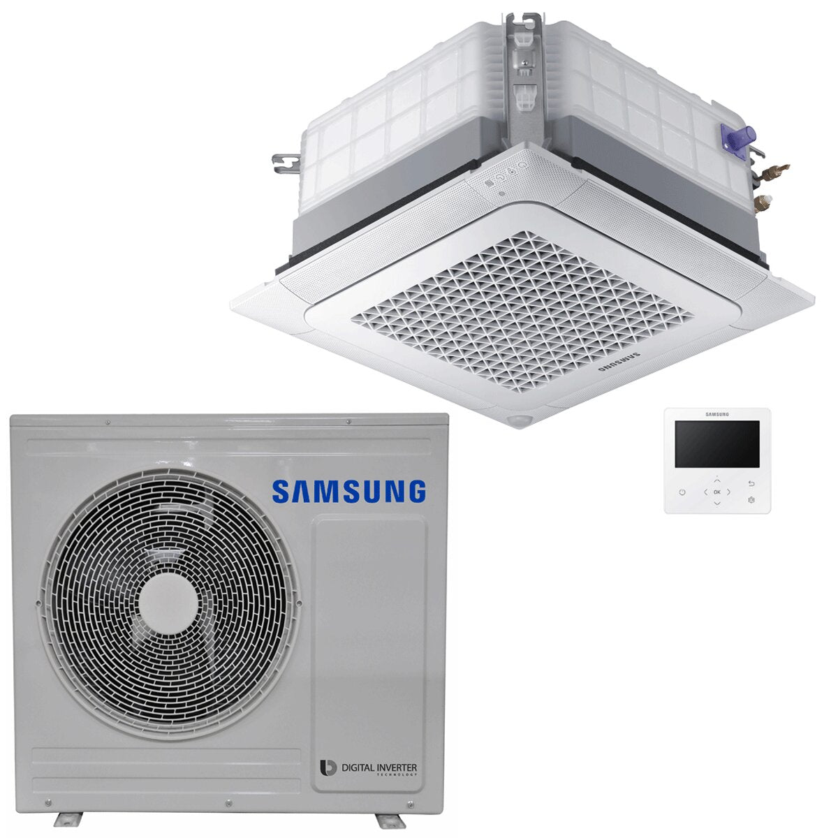 Samsung Kassetten-Klimaanlage, 4-Wege, Mini, WindFree, Gewerbe-Klimaanlage, 24000 BTU, Inverter, A++, Außeneinheit, 6,8 kW