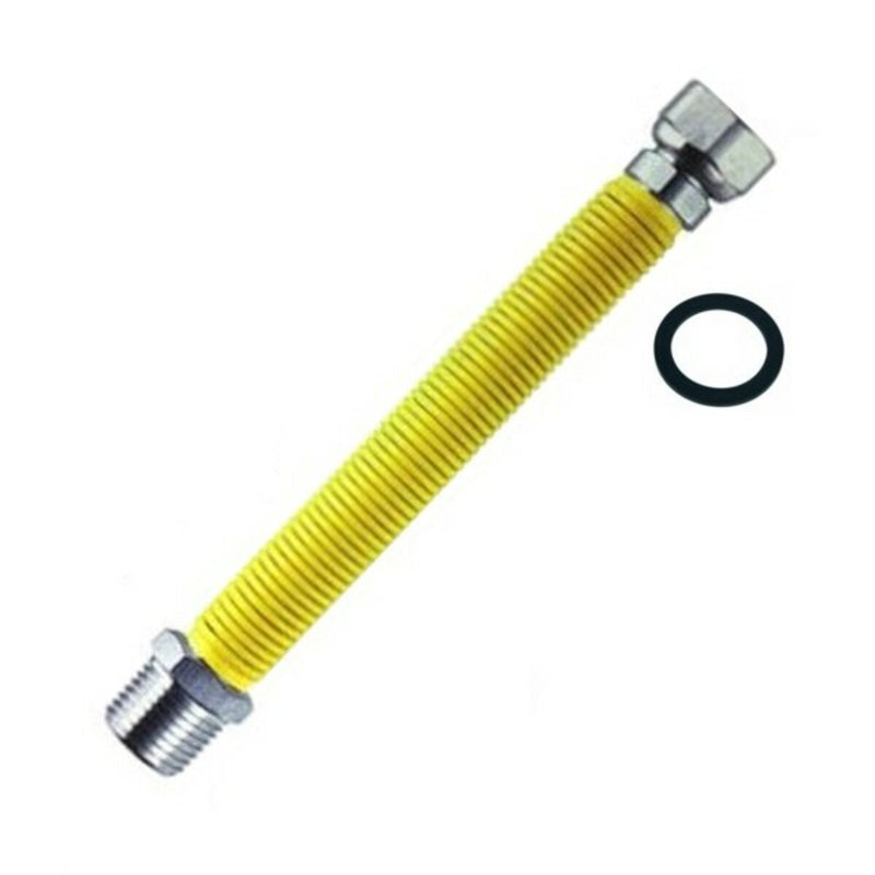 Expandable hose 3/4" x 3/4" M/F yellow coated steel for gas
