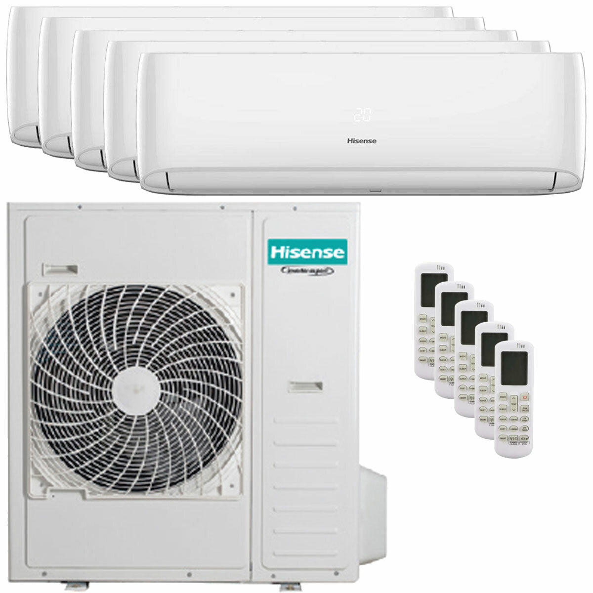 Hisense Hi-Comfort penta split air conditioner 9000+9000+9000+9000+12000 BTU wifi inverter outdoor unit 12.5 kW