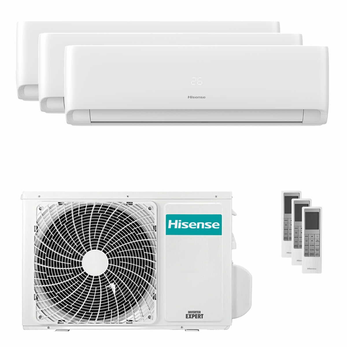 Hisense EcoSense Trial-Split-Klimaanlage 7000+7000+9000 BTU Wechselrichter A++ WLAN-Außeneinheit 5,5 kW 