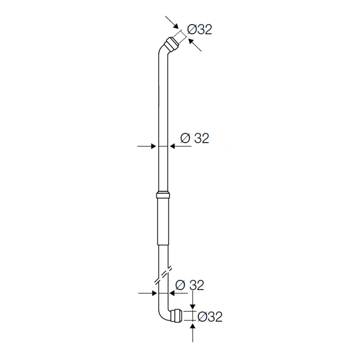 Tuyau de rinçage télescopique OLI pour réservoir haut 45° x 32 Ø