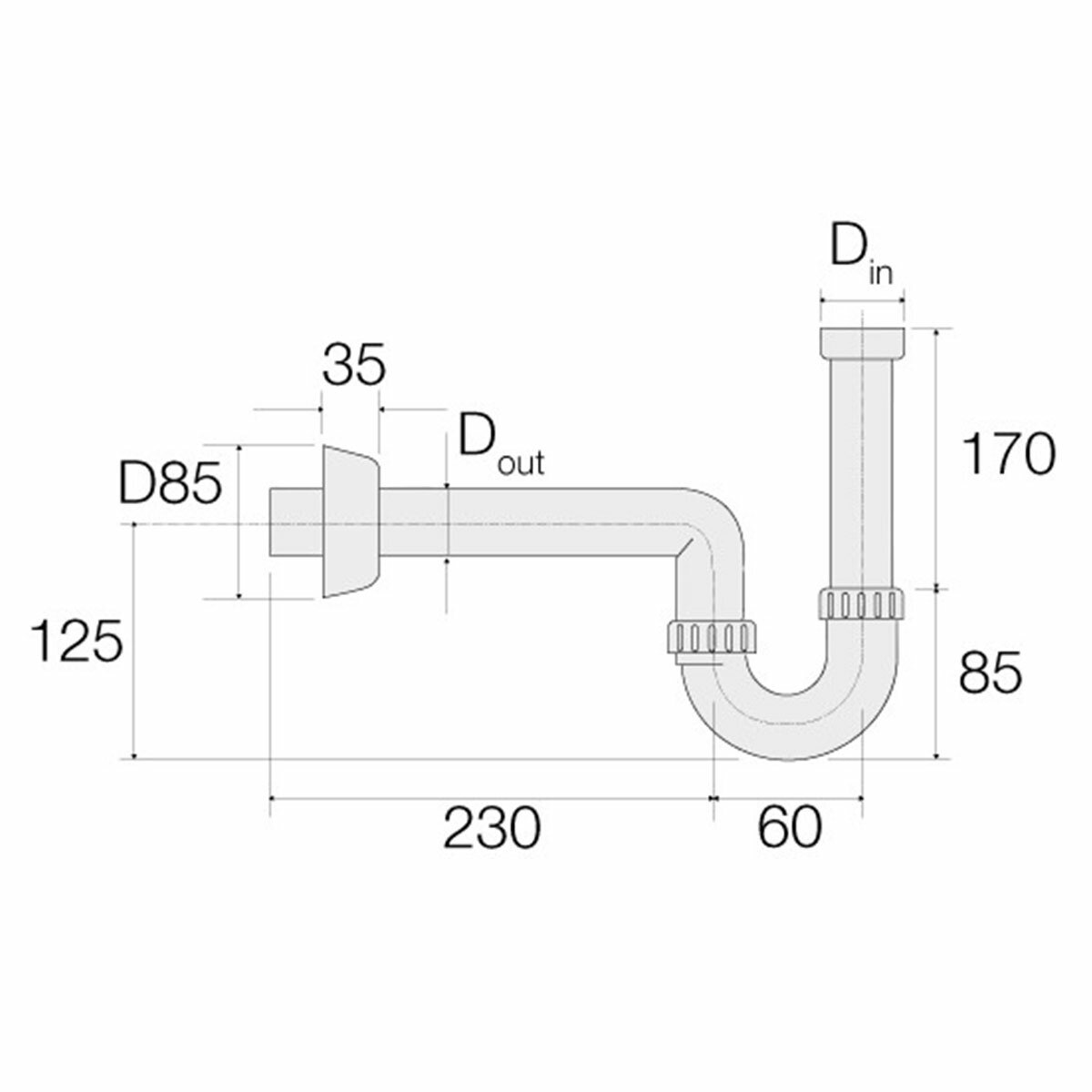 Valsir bidet siphon in white PP