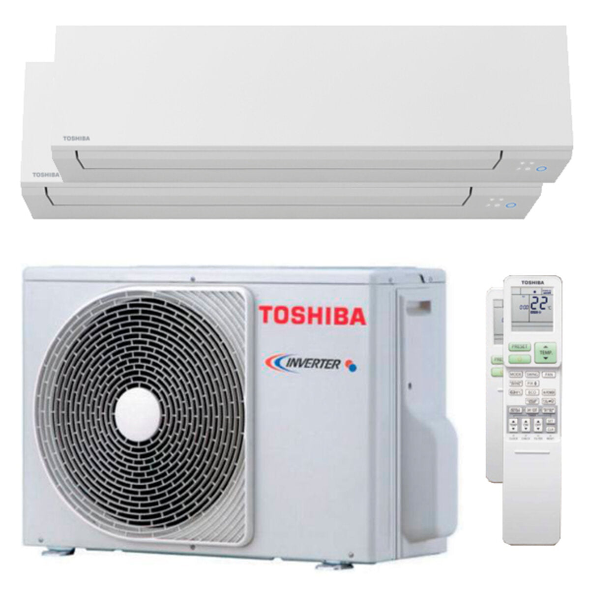 Toshiba SHORAI Edge Dual-Split-Klimaanlage 7000 + 7000 BTU Inverter A++ WLAN-Außengerät 4,0 kW