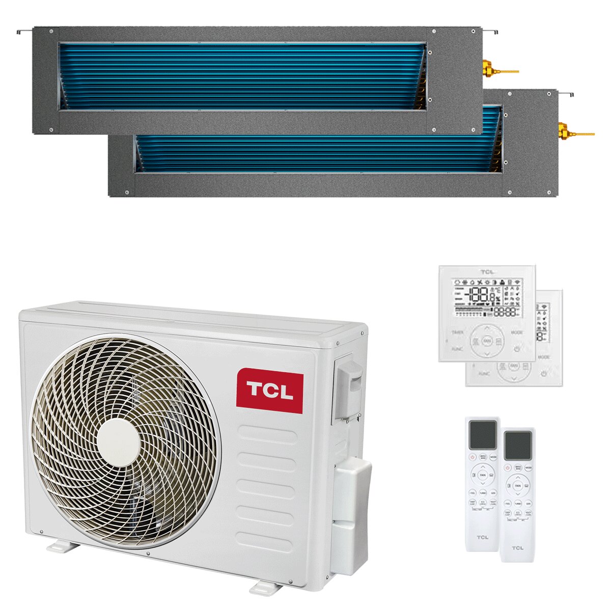TCL Kanalklimaanlage D-Serie Dual Split 9000+9000 BTU Inverter A++ WLAN Außeneinheit 5,1 kW 