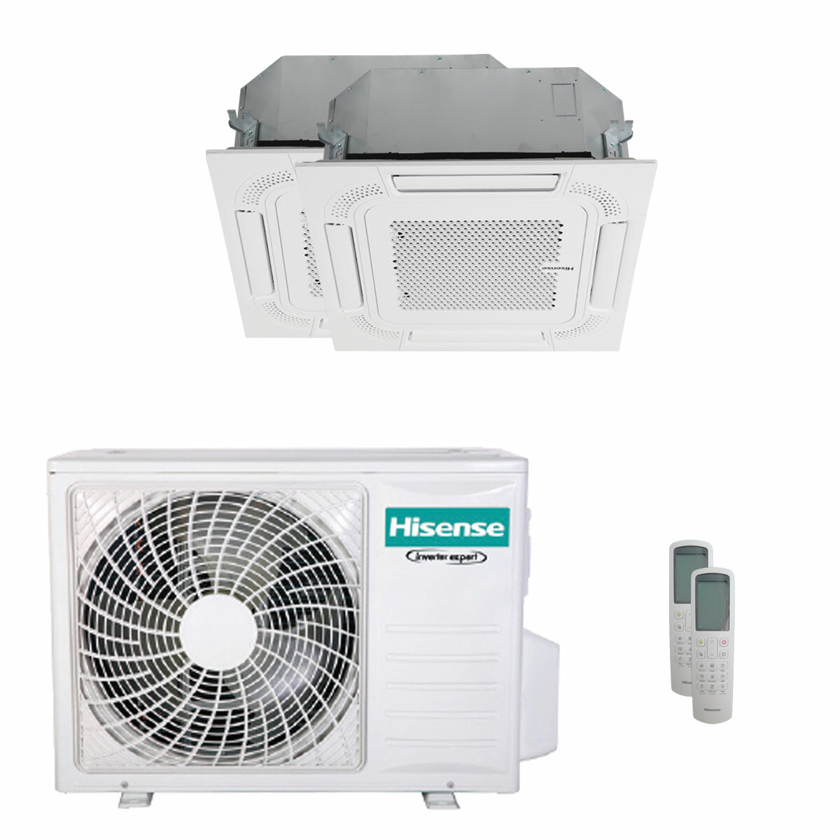 Hisense-Klimaanlage ACT Dual-Split-Kassette 9000+12000 BTU Inverter A++ Außeneinheit 5,5 kW