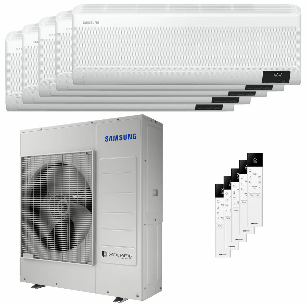 Samsung Windfree Elite 2023 climatiseur penta split 7000+7000+7000+9000+9000 BTU onduleur A++ wifi unité extérieure 10 kW