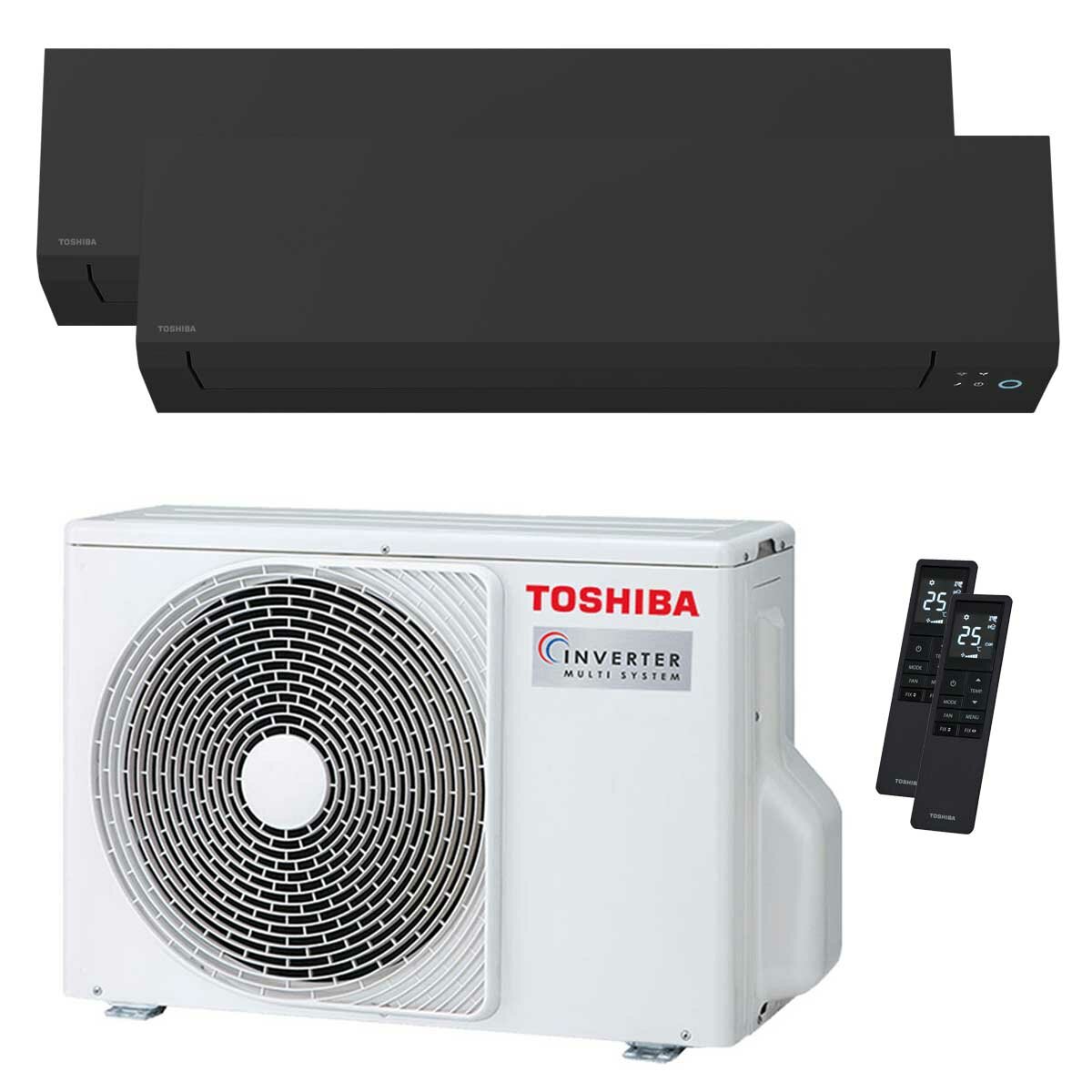 Toshiba SHORAI Edge Black Dual-Split-Klimaanlage 12000+12000 BTU Inverter A++ WLAN-Außeneinheit 5,2 kW 
