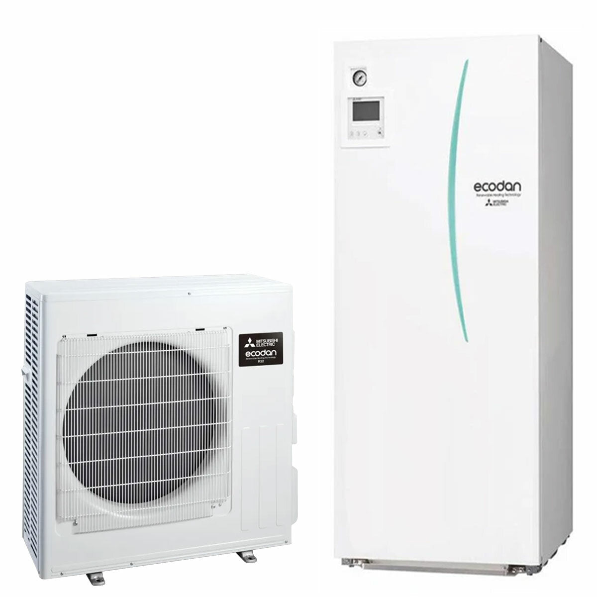 Pompe à chaleur air-eau Mitsubishi Electric Ecodan 6 kW split avec Hydrotank 200 l R32 Inverter A++