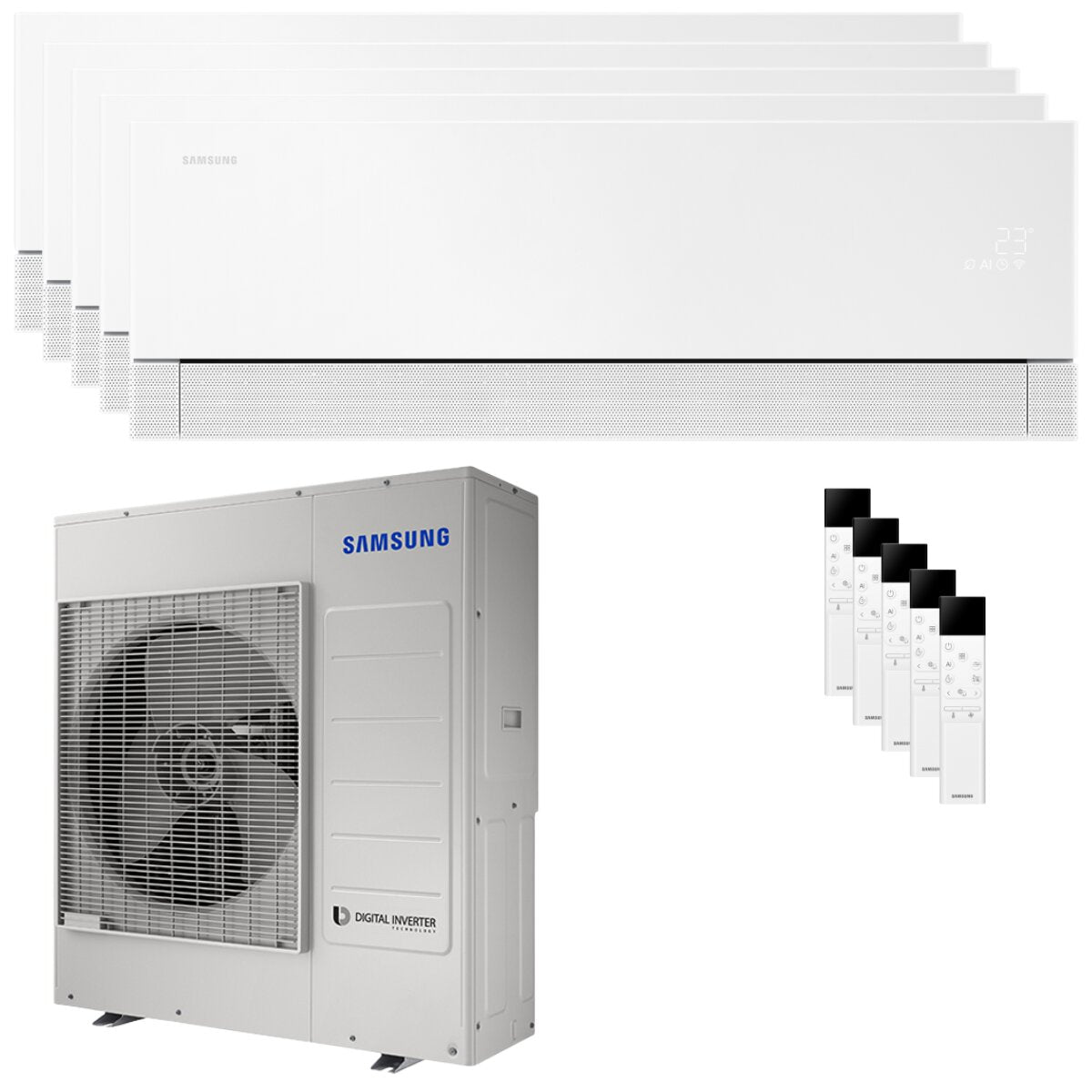 Samsung WindFree Première Plus Penta-Split-Klimaanlage 7000+7000+7000+12000+12000 BTU Inverter A++ WLAN-Außeneinheit 10 kW 