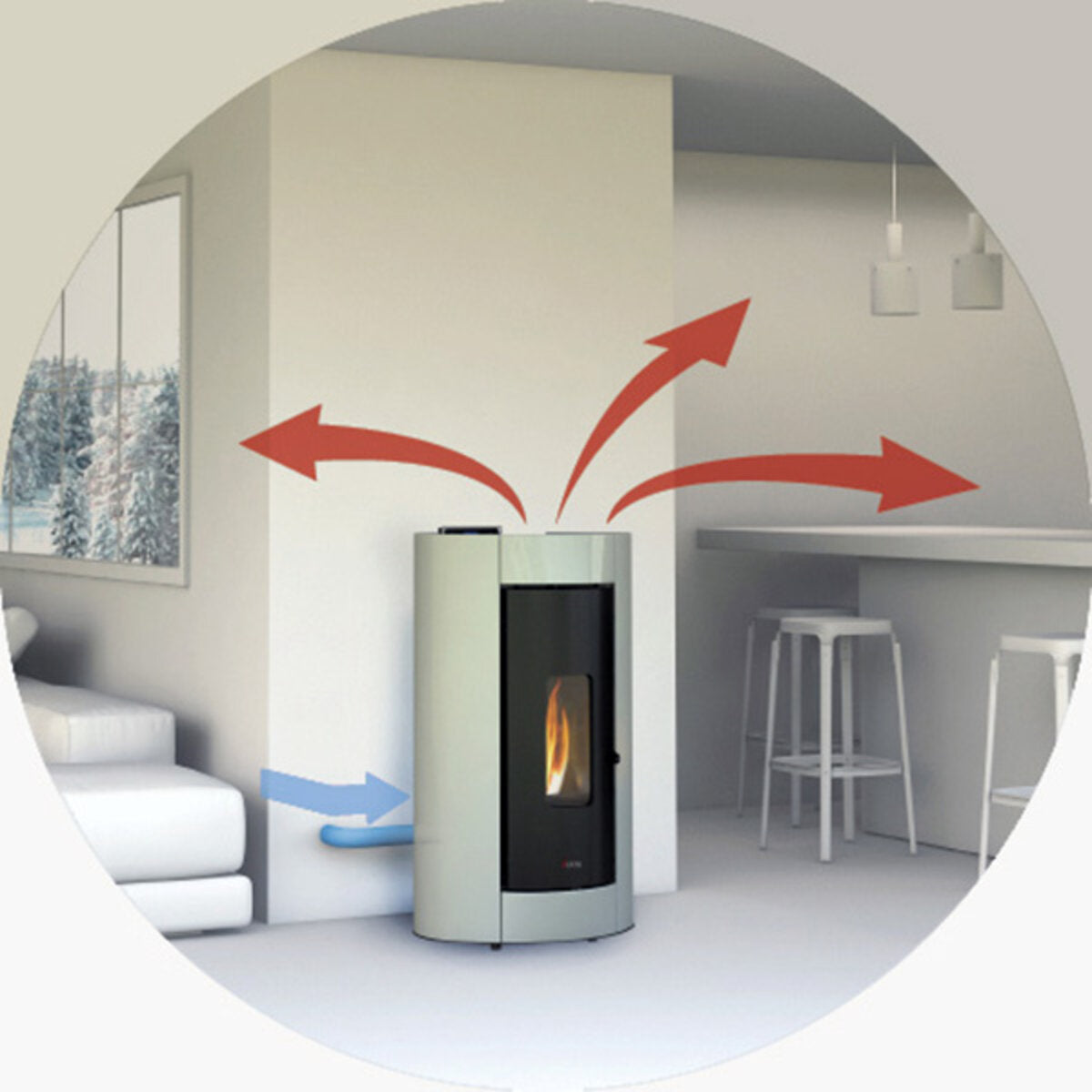 CADEL Cristal 7 air pellet stove 7 kW - WiFi WHITE