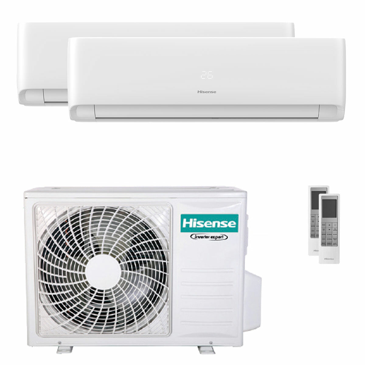 Hisense EcoSense Dual-Split-Klimaanlage 9000+18000 BTU Inverter A++ WLAN-Außeneinheit 6,3 kW 