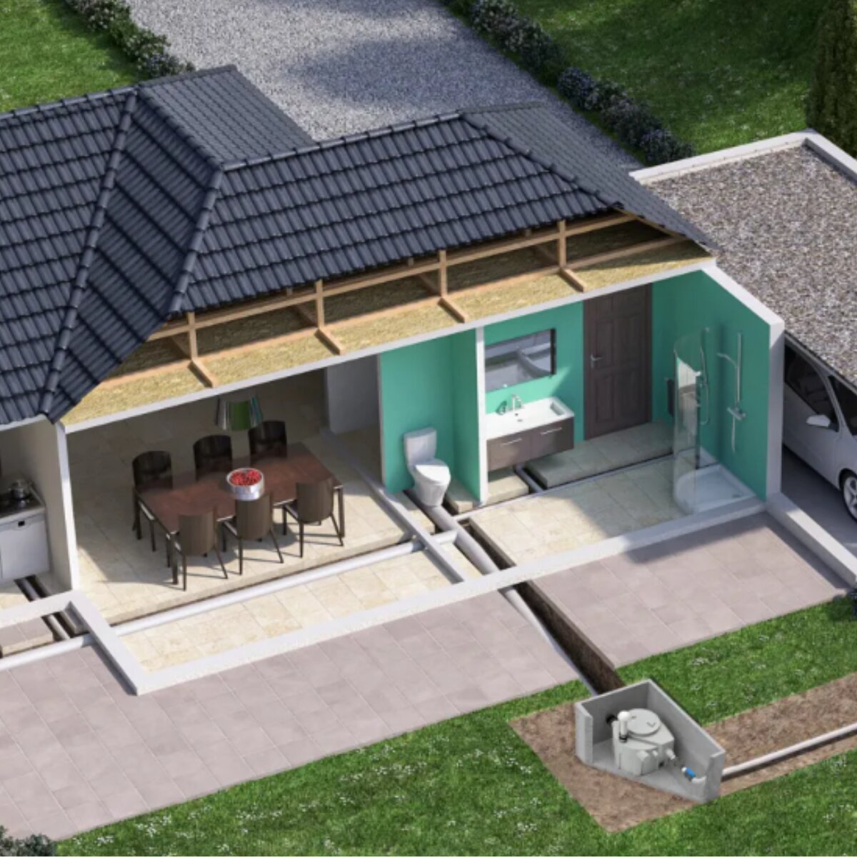 Station de relevage automatique SFA Sanifos 110 avec broyeur intégré - pour eaux noires et grises