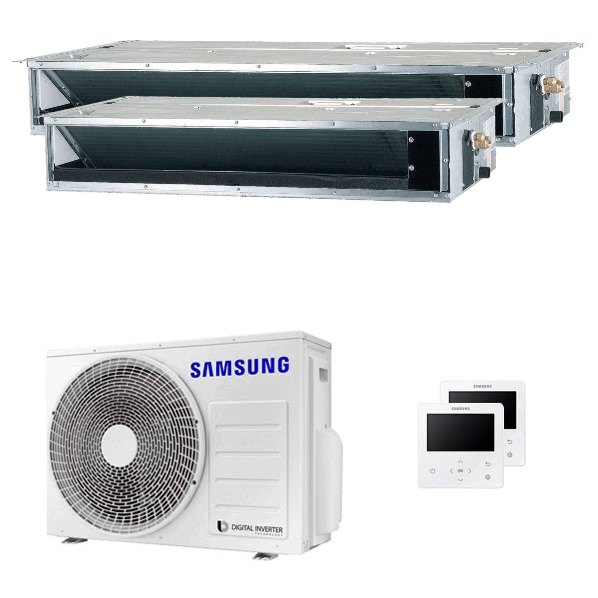 Climatiseur double split gainable Samsung 9000 + 18000 BTU inverter A+++ unité extérieure 5,2 kW