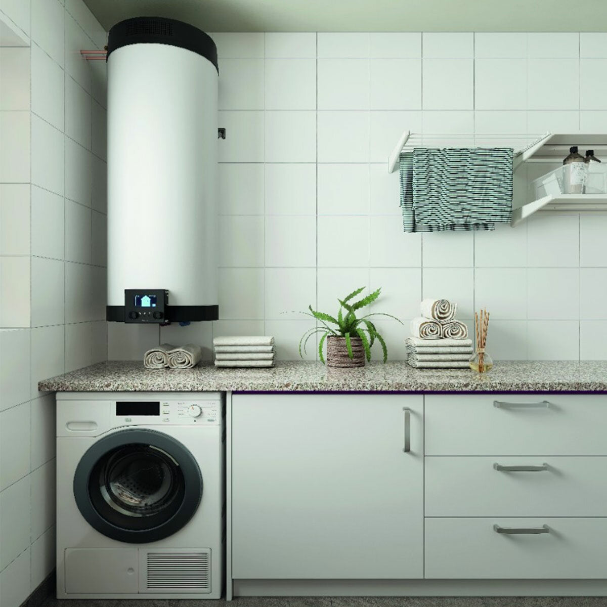 Système de climatisation et d'eau chaude sanitaire Daikin Multi+ dual split - Emura 3 unités intérieures blanches 7000+7000 BTU - Réservoir 90 l