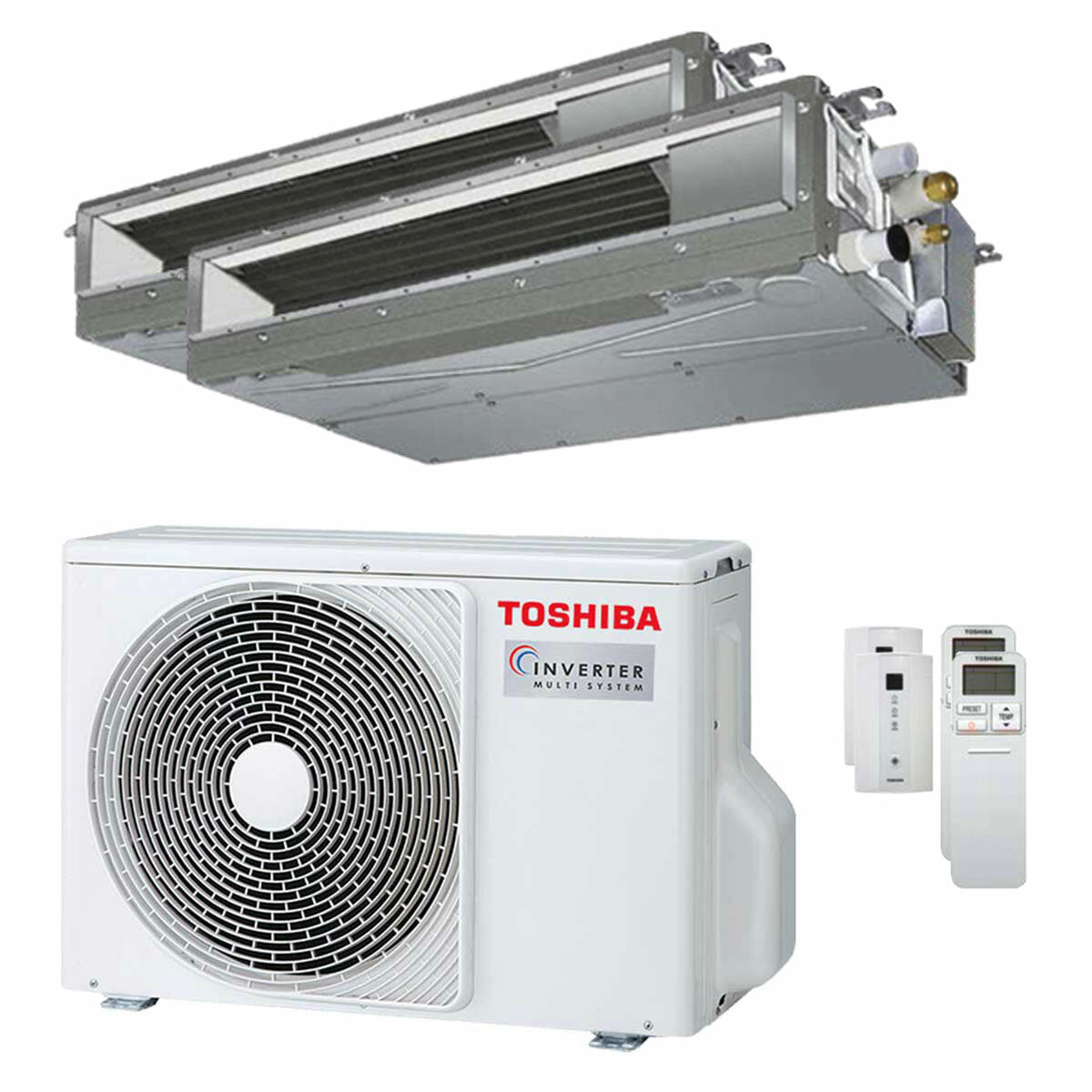 Toshiba Kanalklimaanlage U2 Dual Split 7000+12000 BTU Inverter A++ Außeneinheit 4,0 kW
