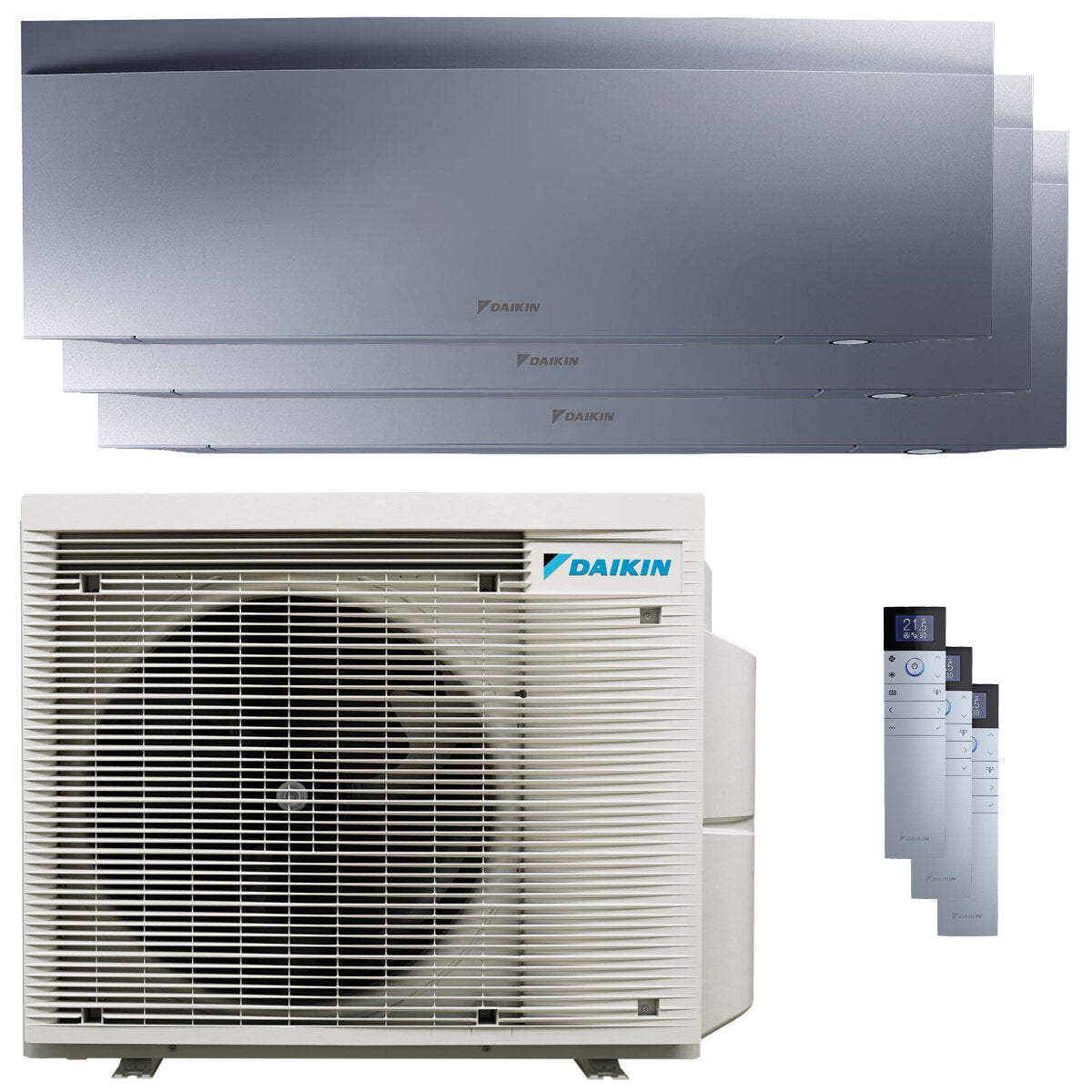 Daikin Emura 3 Trial Split Klimaanlage 9000+12000+18000 BTU Inverter A+ WLAN Außengerät 7,8 kW Silber