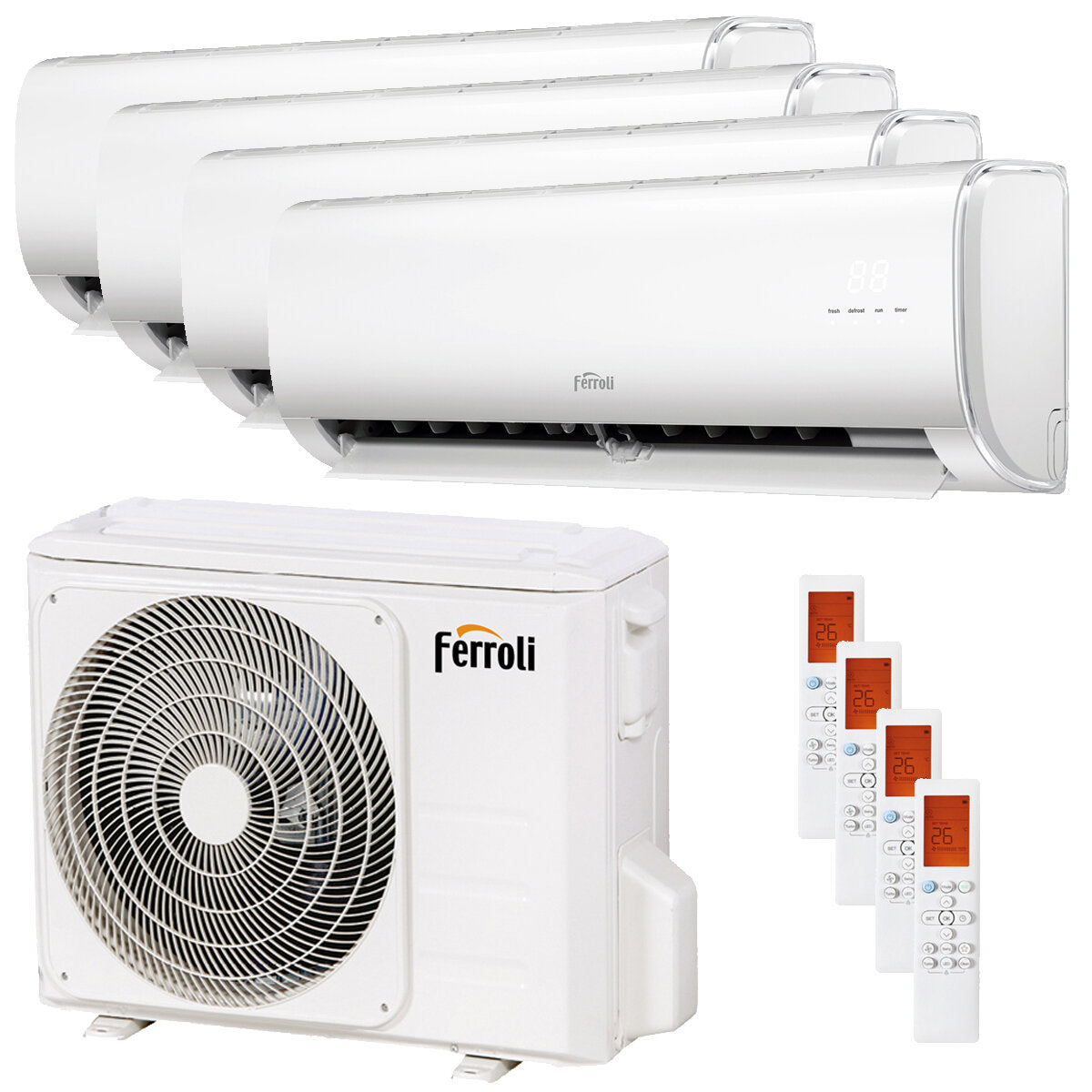 Ferroli Giada quadri split air conditioner 9000+9000+9000+9000 BTU inverter A wifi outdoor unit 8.2 kW