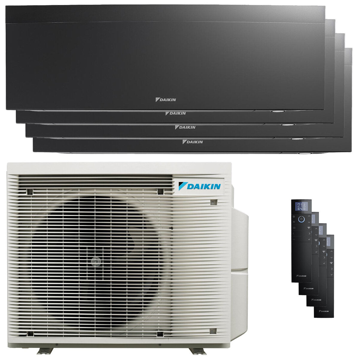 Daikin Emura 3 Klimaanlage Quadri Split 9000 + 9000 + 12000 + 18000 BTU Wechselrichter A + WLAN Außeneinheit 7,8 kW Schwarz