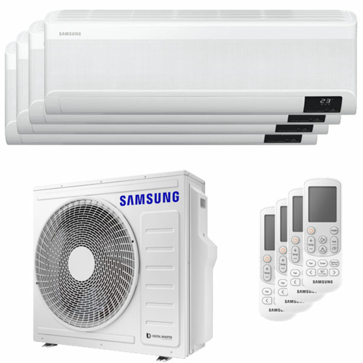 Climatiseur Samsung Windfree Avant Quadri split 7000 + 7000 + 9000 + 12000 BTU inverter A ++ unité extérieure wifi 8,0 kW