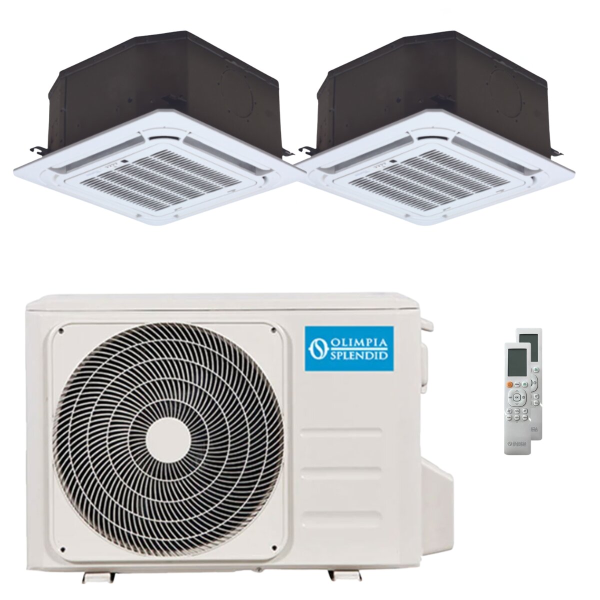 Climatiseur cassette bi-split Olimpia Splendid Nexya S6 E 12 000 + 12 000 BTU Inverter A++, unité extérieure 8,2 kW 