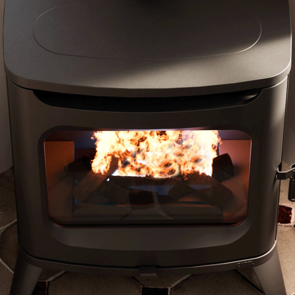 Poêle à bois air Cadel Hublot 8 7,5 kW Noir