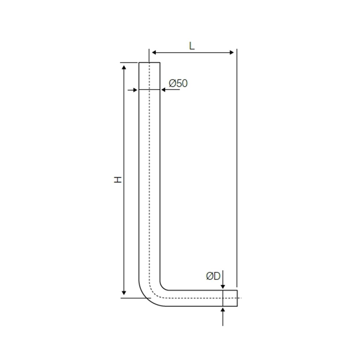 Medium-high position OIL flush pipe H 600 mm