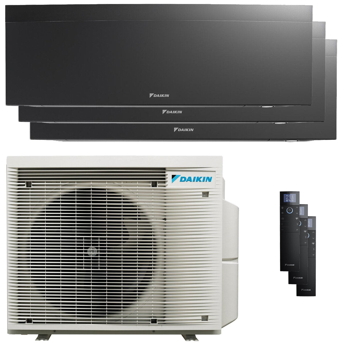 Daikin Emura 3 Trial Split Klimaanlage 7000+9000+12000 BTU Inverter A++ WLAN Außengerät 5 kW Schwarz