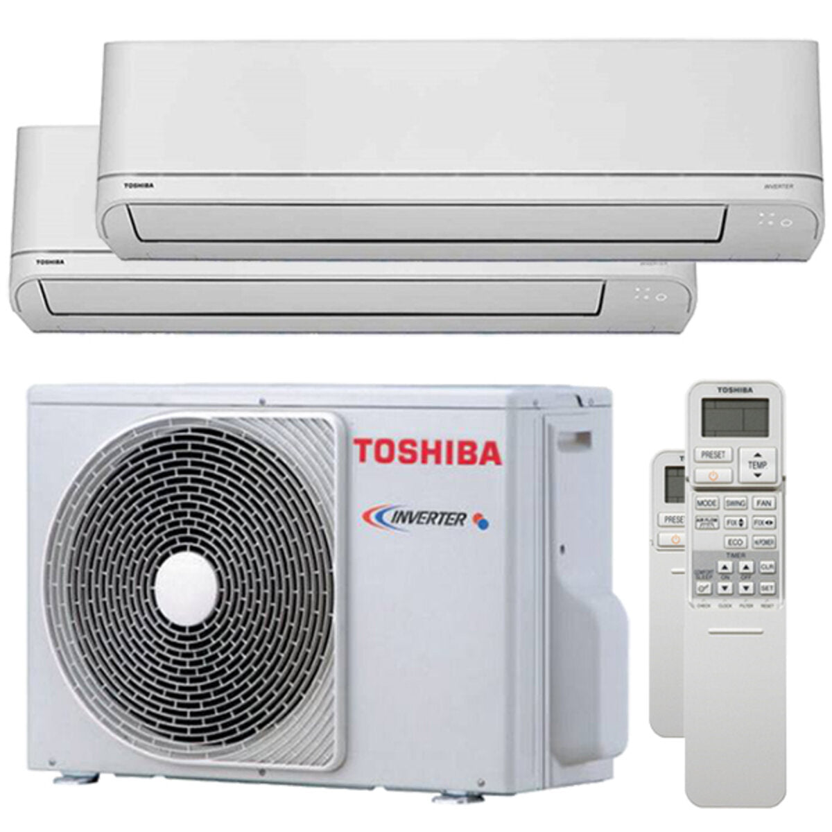 Toshiba Shorai R32 Dual-Split-Klimagerät 5000 + 12000 BTU Inverter A++ Außengerät 4,0 kW