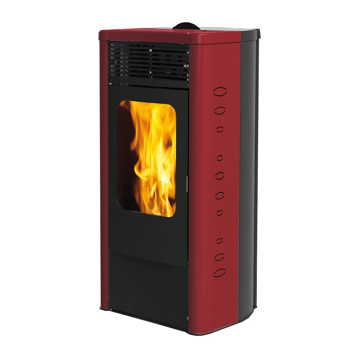 Italiana Camini pellet stove Dida2 Plus 13 kW with ducted air in burgundy
