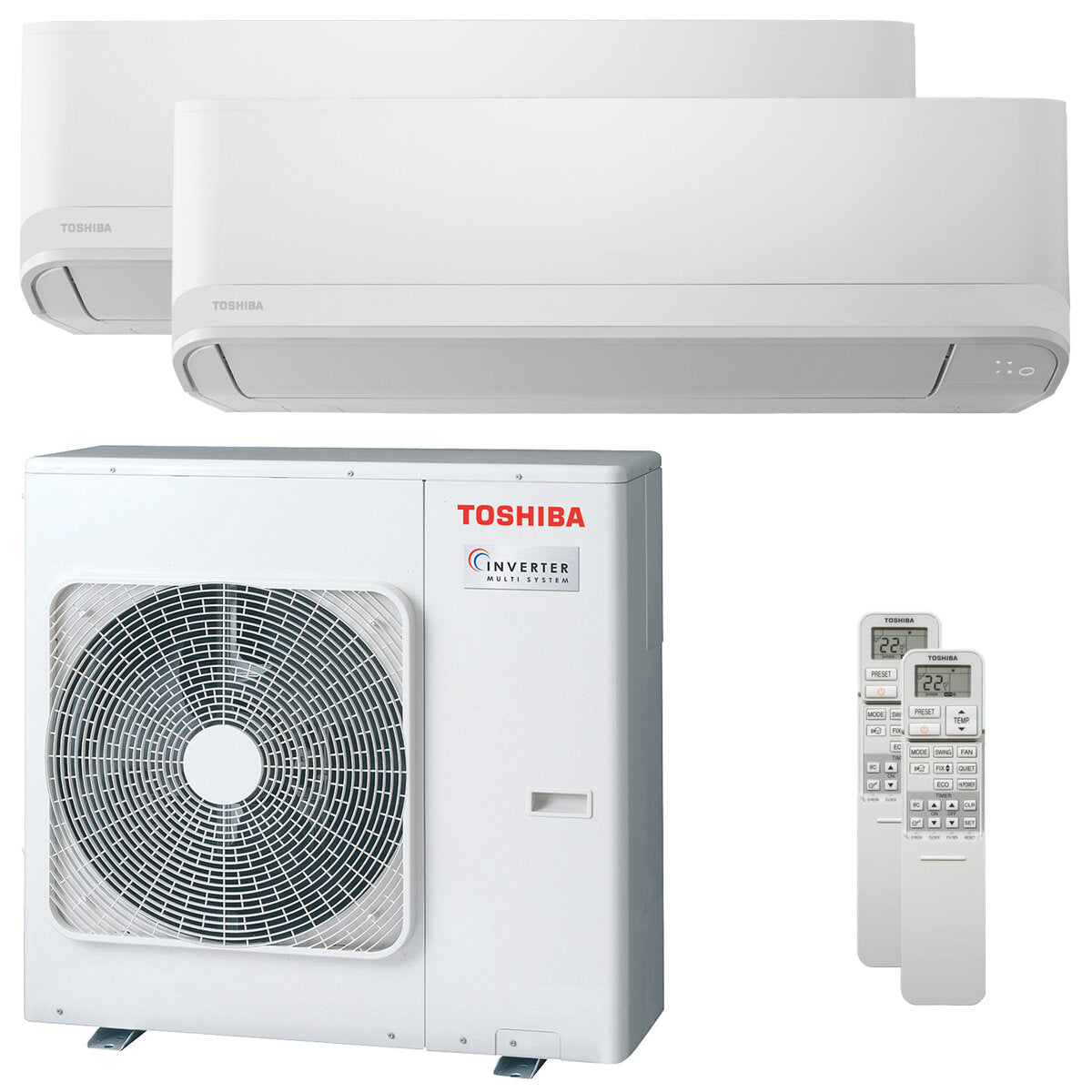 Toshiba NEW SEIYA Dual-Split-Klimaanlage 16000 + 16000 BTU Inverter Ein 10,0-kW-Außengerät