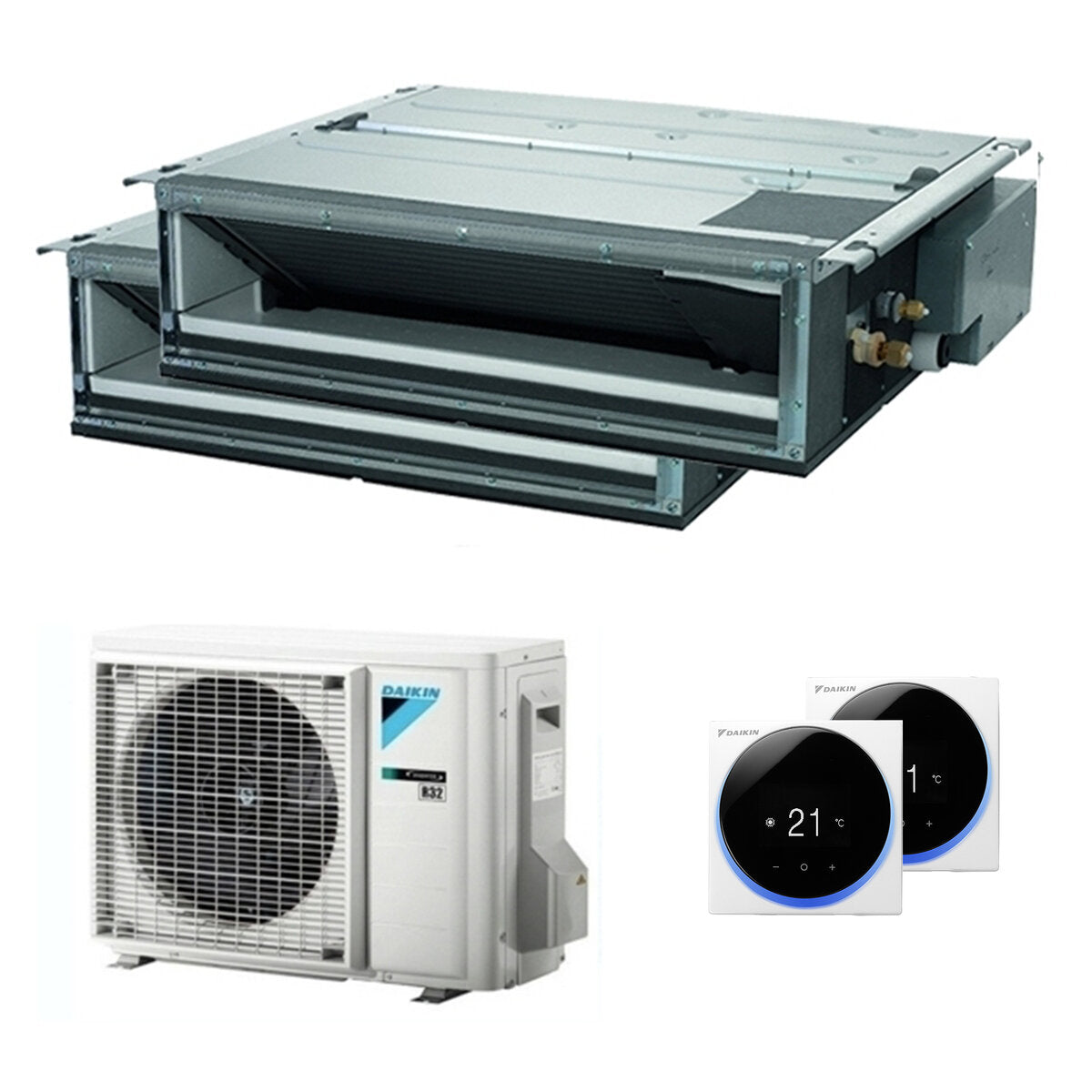 Climatiseur gainable Daikin Mini Sky FDXM-F9 dual split 12000+12000 BTU inverseur A+++ externe 5 kW