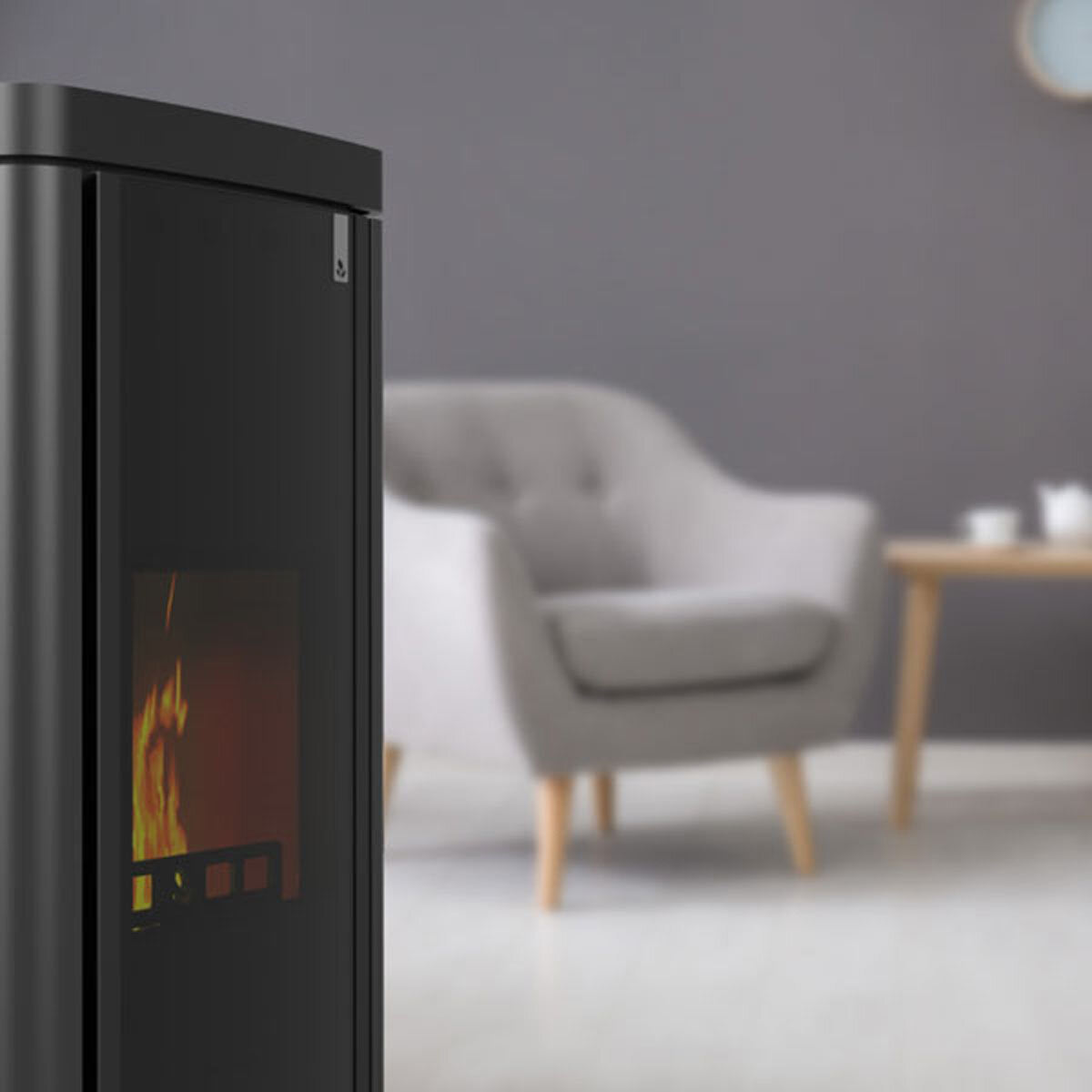 Girolami Soft 22 schwarzer Mehrstoffofen, 22 kW, Warmwassersystem + Warmwasserset