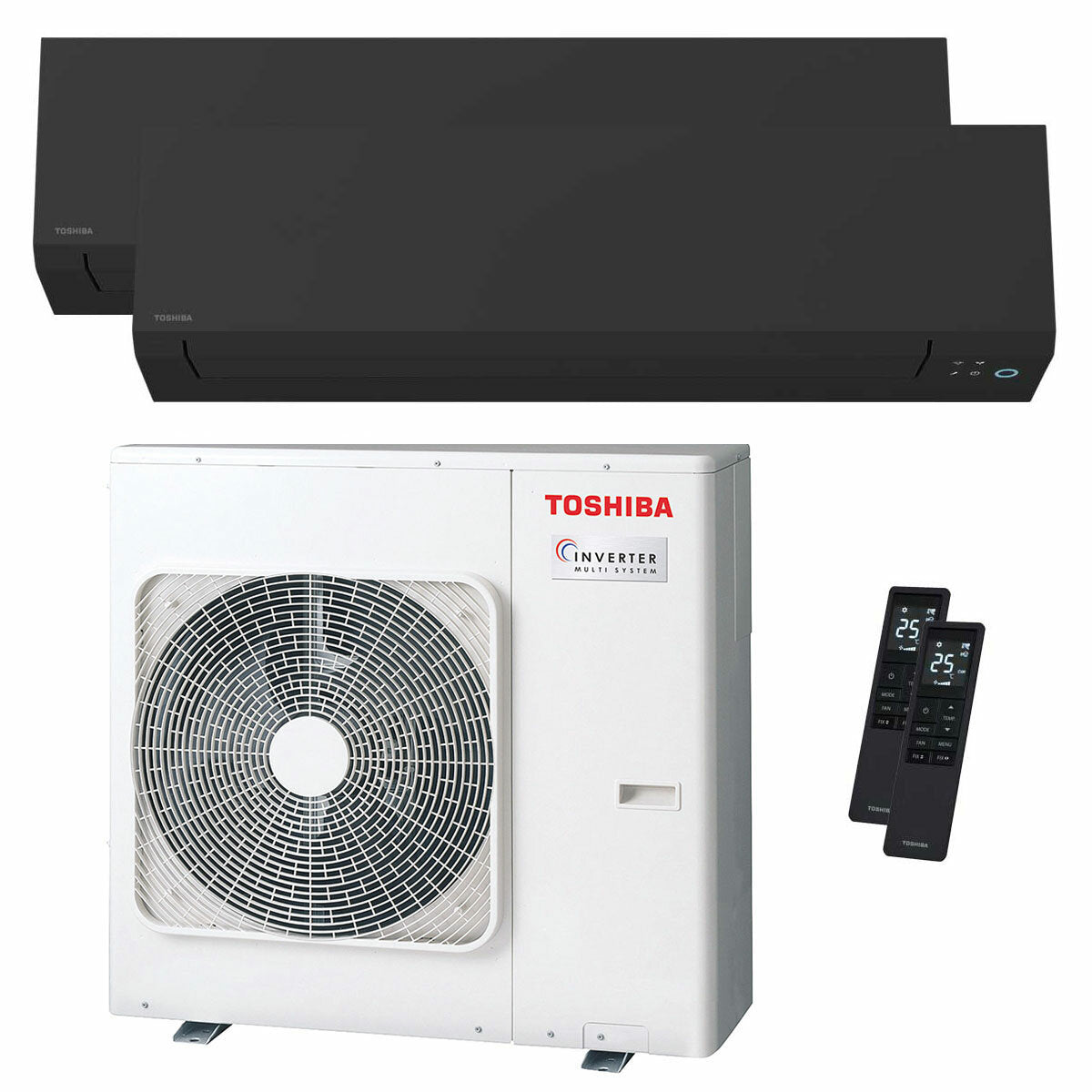 Toshiba SHORAI Edge Black dual split air conditioner 16000+16000 BTU inverter A++ wifi external unit 10 kW
