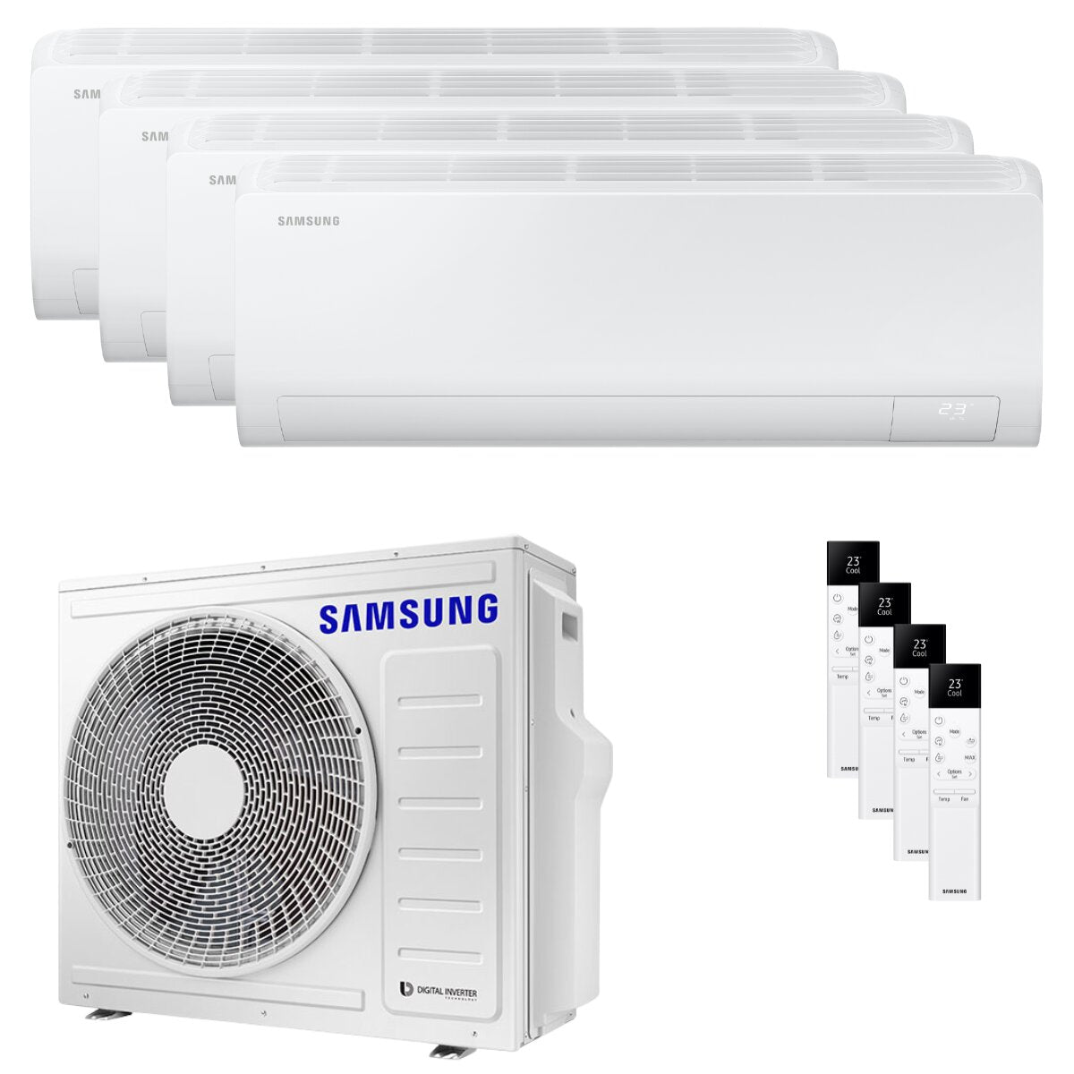 Climatiseur quadri split Samsung Cebu S2 7000+7000+9000+12000 BTU inverseur A++ wifi unité extérieure 8 kW 