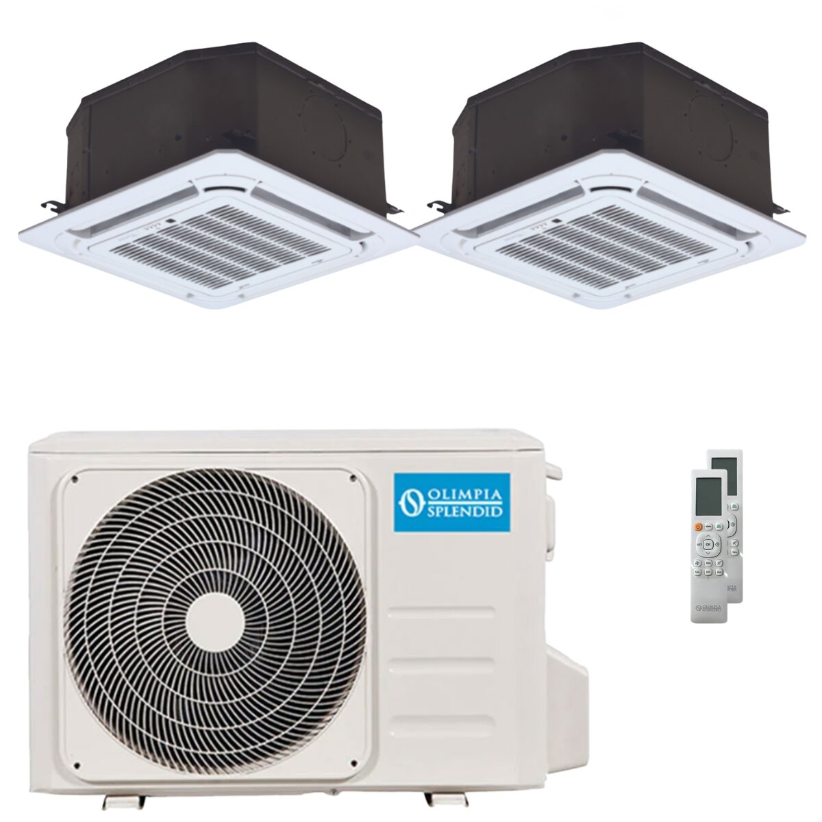 Olimpia Splendid Nexya S6 E Cassette dual split air conditioner 12000+12000 BTU inverter A++ external unit 6.2 kW