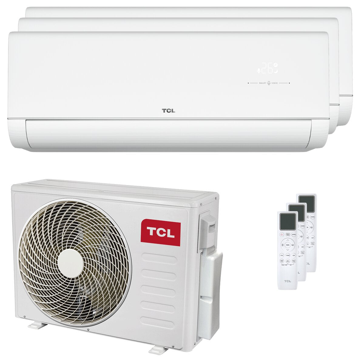 TCL VoxIN P9 trial split air conditioner 12000+12000+12000 BTU inverter A++ wifi external unit 7.9 kW