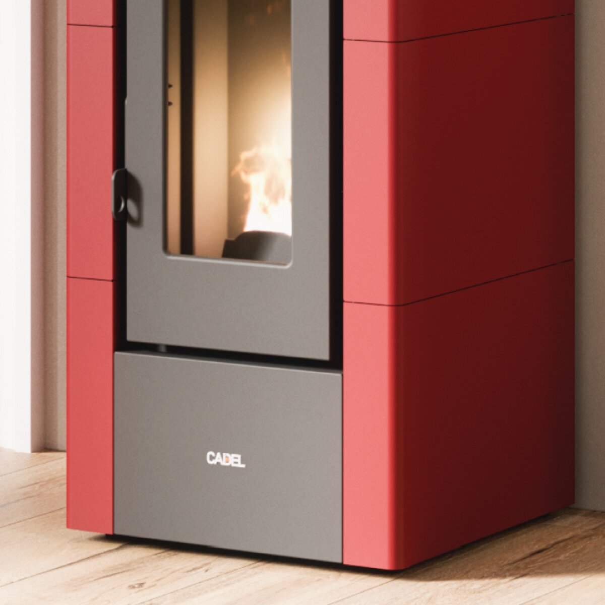 Poêle à granulés Cadel Cristal 6 Air, 5,5 kW - WiFi, Rouge