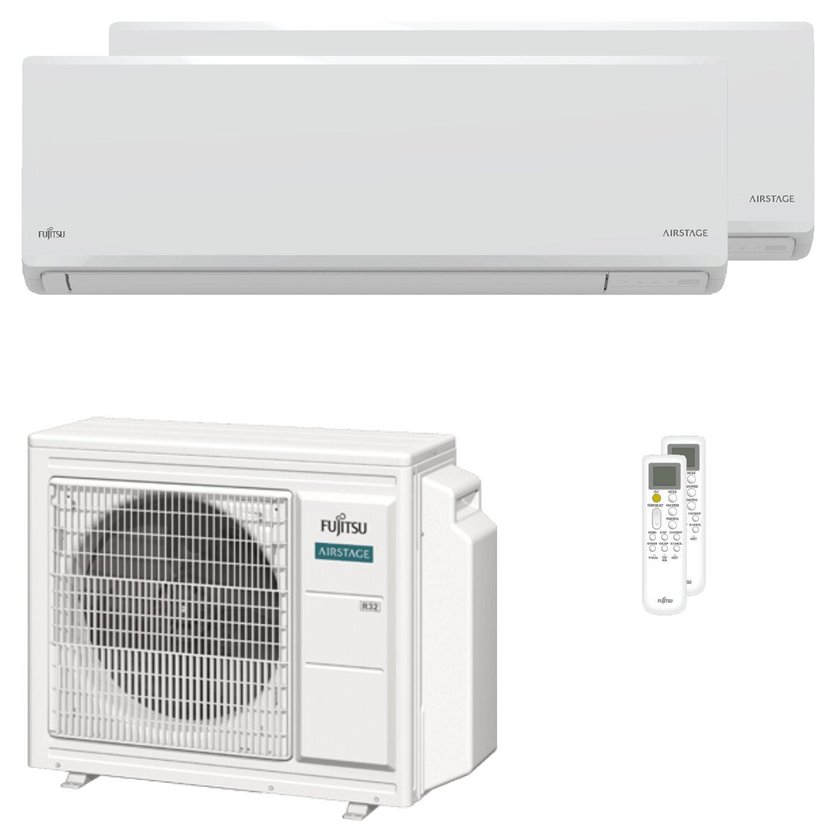 Fujitsu KN Series WiFi Dual Split Klimaanlage 9000+12000 BTU Inverter A++ WiFi Außeneinheit 5,4 kW 