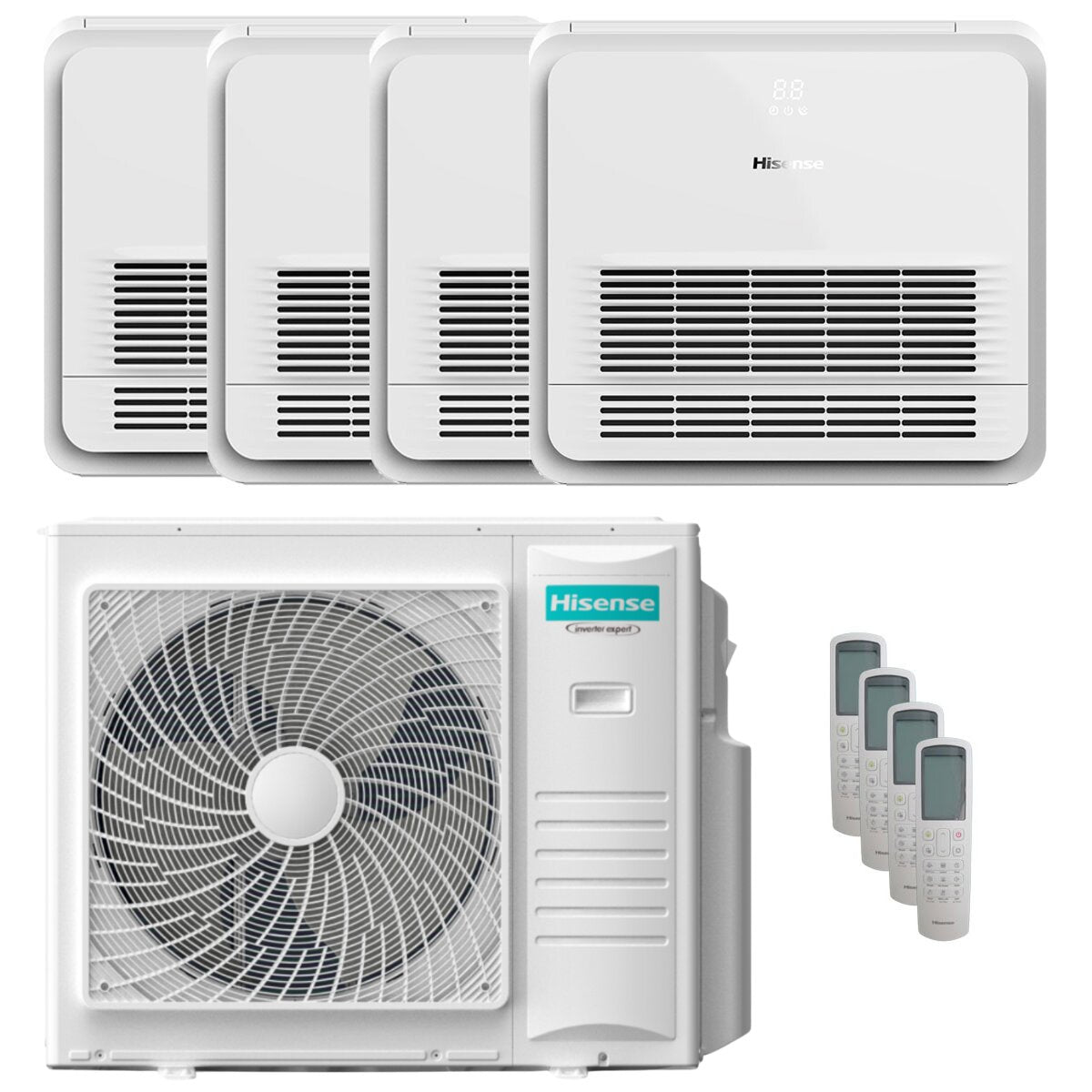 Hisense Console AKT air conditioner quadri split 9000+9000+9000+18000 BTU inverter A++ outdoor unit 10 kW