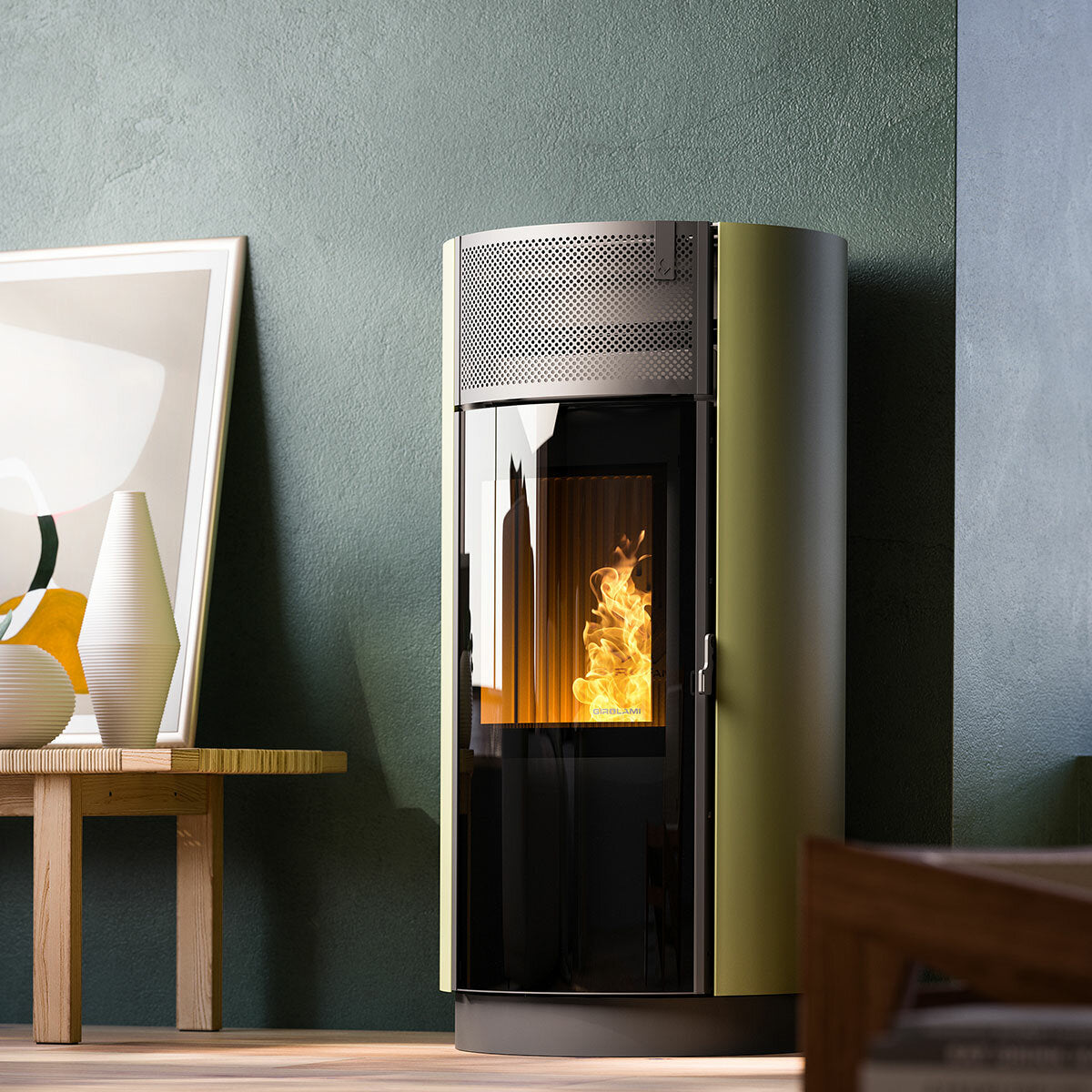 Girolami Round 9 8 kW WiFi Air Pelletkaminofen – Grün