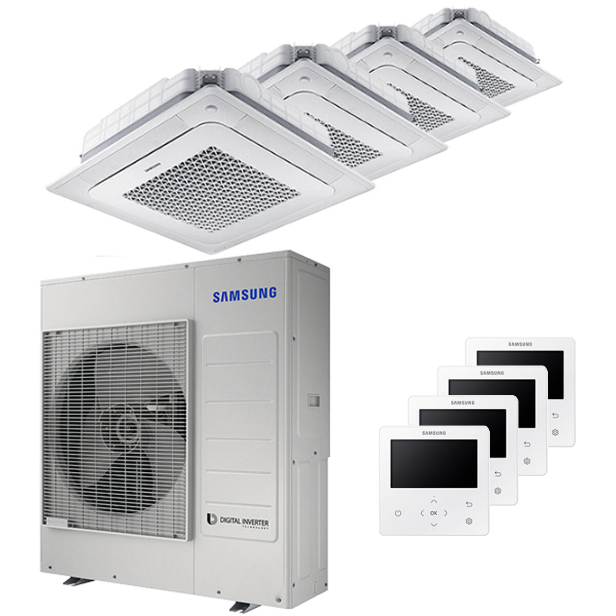 Samsung Klimaanlage Windfree 4-Wege Quadri Split 9000 + 12000 + 12000 + 12000 BTU Inverter A++ Außengerät 10,0 kW